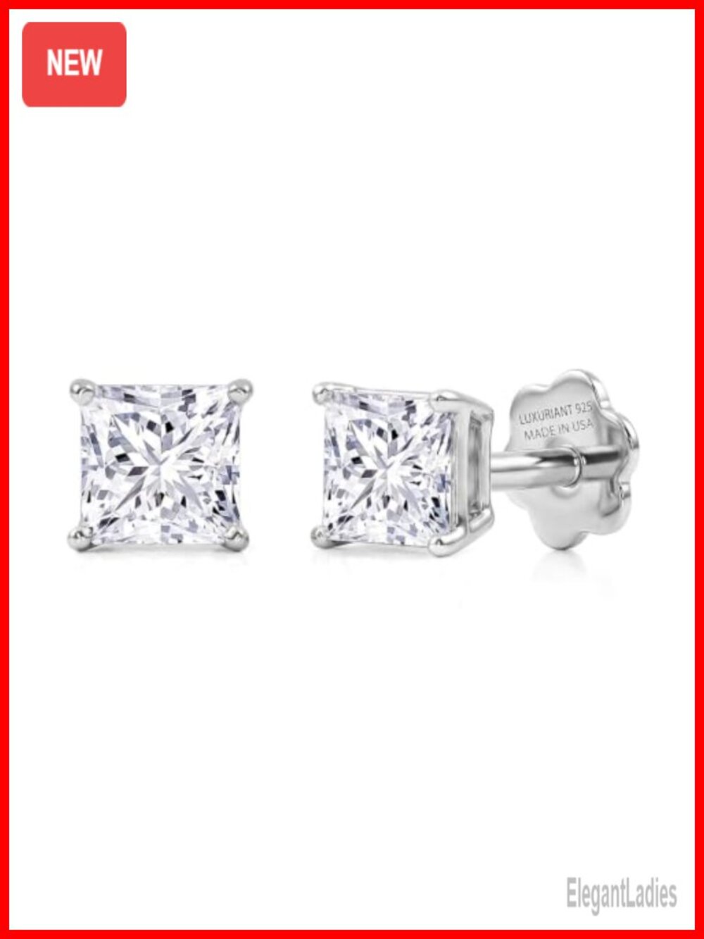 0.50 Ct Lab Grown Diamond Stud Earrings 925 Sterling Silver Screw Back